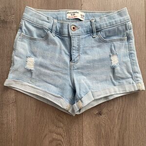 Abercrombie & Fitch Blue Jean Shorts Distressed Cuffed